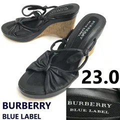 三陽商会製★BURBERRY BLUE LABEL/バーバリー★ウェッジサンダル/ミュール【size:23.0/black/黒】リボン/pumps/Shoes/high heels◆TQ-648のサムネイル