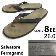 イタリア製★Salvatore Ferragamo/フェラガモ★レザーサンダル【size:8/26.0EE/brown/黒×茶】フラット/ビーチサンダル/Shoes◆TQ-640のサムネイル