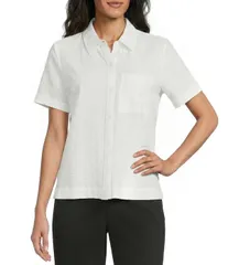 ウエストバウンド レディース トップス シャツ Westbound Button Front YNeck Short Sleeve Camp Top White ホワイトのサムネイル