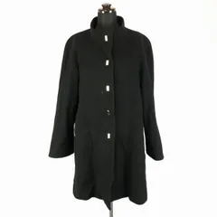90s/日本製★BON PLAN★カシミヤ50%/ハイネックコート【9/レディースM/黒】デザインボタン/ボンプラン◆BF125のサムネイル
