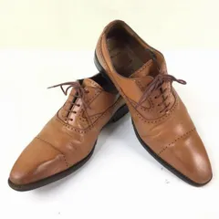 vintage/グッドイヤー製法【41/25.5-26.0cm/茶】高級ハンドメイド/セミブローグ/ビジネスシューズ ストレートチップ 管NO.◆TZA-299