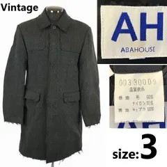 90s/Vintage★ABAHOUSE/アバハウス★ウール/ステンカラーコート/フライフロント【3/メンズL/グレー】切りっぱなし/オールド◆TBF803のサムネイル