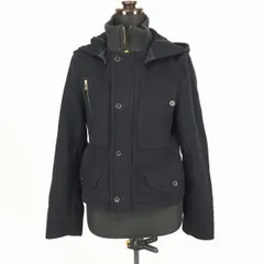 日本製★UNITED ARROWS/Raincheetah★フルジップウールジャケット/ショート丈コート【38/レディースM/紺】アウター/着脱フード◆TBF678のサムネイル