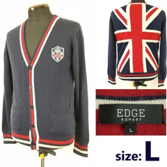 EDGE rupert/ルパート★背面イギリス国旗柄/ニットカーディガン【メンズL/紺/navy】Tops/Cardigan/Sweater◆BJ134-jのサムネイル