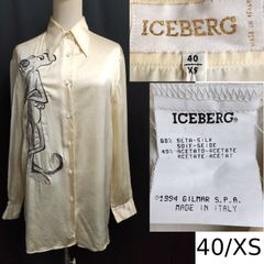 希少 アイスバーグ ジュエル刺繍 シルク シアーシャツ 大きいサイズ 44 