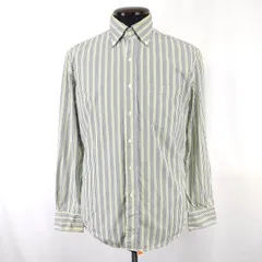 美品★THE DIFFERENCE/RUPERT ルパート★長袖シャツ【メンズM/緑×茶/ストライプ柄】ボタンダウン/Tops/Shirt◆BJ153-bのサムネイル