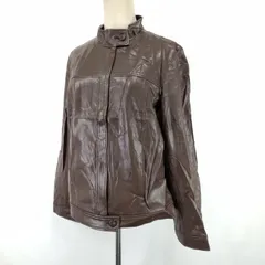 タグ付き新古品★自由区★ライダースジャケット【46/レディースXL程度/茶/brown】フェイクレザーブルゾン/ジップアップ/アウター/Jumper◆BJ153-hのサムネイル
