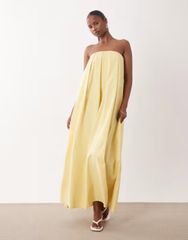 新品 SEMICOUTURE シルクサテン ミディドレス ベアトップワンピース 