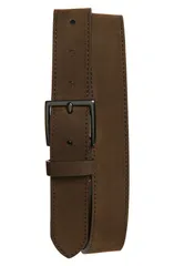 ヴィンス メンズ アクセサリー ベルト レザー Vince Nubuck Leather Belt Dark Roast Matte Gunmetal ガンメタル