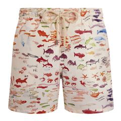 Vilebrequin Men's Swim Shorts Pescador VBQ x Fabrice Hyber Paper