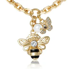 ジューシークチュール レディース アクセサリー ネックレス・チョーカー レース Juicy Couture Charm Cluster Bee Necklace GoldTone with Crystのサムネイル