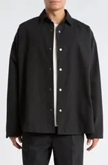 フィアオブゴッド メンズ アウター ジャケット・ブルゾン シャツ コットン Fear of God Essentials Cotton Canvas Overshirt Vintage Black ブのサムネイル