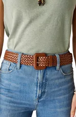 カーブデザイン レディース アクセサリー ベルト レザー Carve Designs Woven Leather Belt Dark Brown ブラウン