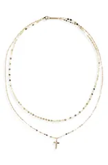 ラナ レディース アクセサリー ネックレス・チョーカー レース LANA 14K Goldouble Strand Cross Necklace 14K Yellow Gold イエロー