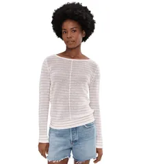 トッミーバハマ レディース アウター ニット・セーター リネン Tommy Bahama Cedar Linen Stripe Bateau Neck Sweater White ホワイトのサムネイル