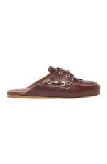 マージュ レディース シューズ サンダル レザー maje Leather boat mules Cognac Brown ブラウン