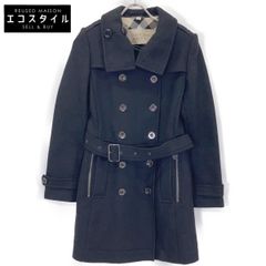 BURBERRY 46 ウール混合 ダブルブレスト ピーコート 黒 - メルカリ