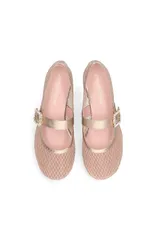 プリティ・バレリーナ レディース シューズ パンプス メッシュ トール Pretty Ballerinas Metallic Mesh Crystal Buckle Ballet Flat Metalのサムネイル
