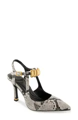 ケネスコール レディース シューズ パンプス アンクル Kenneth Cole Romi Ankle Strapointed Toe Pump Black White Snake ホワイト