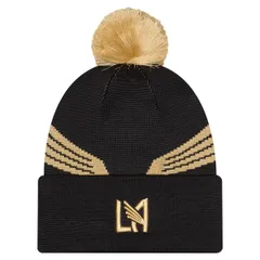 ニューエラ メンズ アクセサリー 帽子 ニット ジャージー Mens New Era Black LAFC 2026 Jersey Hook Cuffed Knit Hat with Pom Black ブラック