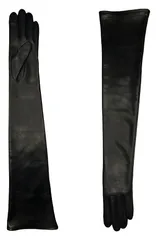 アニェル レディース アクセサリー 手袋 レザー Agnelle Shoulder Length Leather Gloves Black ブラックのサムネイル