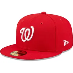 ニューエラ メンズ アクセサリー 帽子 ロゴ Mens New Era Red Washingtonationals White Logo 59FIFTY Fitted Hat Red レッド
