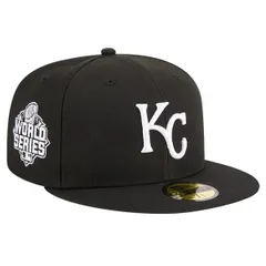 ニューエラ メンズ アクセサリー 帽子 ロゴ Mens New Era Blackansas City Royals Logo 59FIFTY Fitted Hat Black ブラック