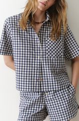 マリーン レイヤー レディース トップス シャツ ギンガムチェック コットン ギンガム Marine Layer Bonnie Gingham Pima Cotton Poplin ButtonUp Shirt Navy White Gingham ホワイト