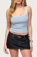 アディクテッド レディース トップス シャツ EDIKTED Valentina Stripe Square Neck Tank LightBlue ブルー