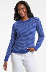 ランズエンド レディース アウター パーカー・スウェット クルーネック セーター Lands Endrifter Jacquard Raglan Crew Neck Sweater PuffinsBlue ブルー
