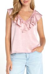 リヴァプール ロサンゼルス レディース トップス シャツ フリル ノースリーブ Liverpoolos Angeles Ruffle Sleeveless Mixed Media Top Light Rose