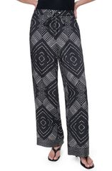 DKNY Women's Scarf Print Wide Leg Pants Geo Diamond Pointelle
