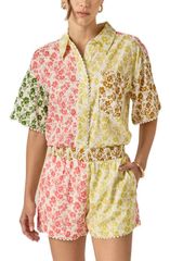 English Factory Women's Tops Shirt Lace Trim Colorblock Lace Trim Shirt Multi Multicolor