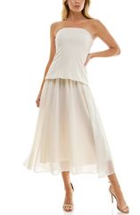 Socialite Women's Tops Dress Strapless Maxi Dress Socialite Corset Strapless Mixed Media Maxi Dress Ivory