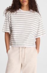 Madewell Women's Tops Shirts Jersey Madewell The Boxy Crop Jersey T-Shirt French Stripe Knits Stripe