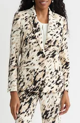 カスパール レディース アウター ジャケット・ブルゾン プリント KASPER Print OneButton Jacketoasted Wheat Multi マルチカラー