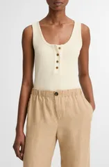 ヴィンス レディース トップス シャツ Vince Henley Rib Tank Sun Ivory アイボリーのサムネイル
