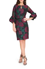 タハリエーエスエル レディース トップス ワンピース フラワー柄 フラワー Tahari ASL Floral Jacquard Sheath Dress Black Red ブラック