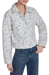 Levi's Women's Outerwear Jacket/Blazer Floral Print Shirt Jacket White Blue Ditsy Floral White