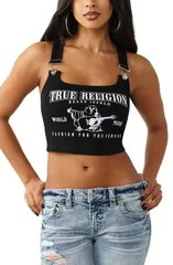 トゥルーレリジョン レディース トップス シャツ True Religion Buddha Rib Crop Overal Buckle Tank Jet Black ブラックのサムネイル