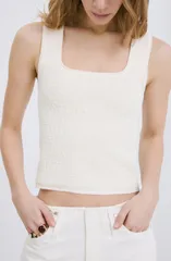 マンゴ レディース トップス シャツ ニット MANGO Croc Embossed Knitank Ecru エクリュのサムネイル
