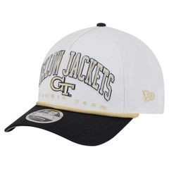 New Era Men's Accessories Hats Jackets Mens New Era WhiteNavy Georgia Tech Yellow Jackets Arch TwoTone Rope 9FORTY AFrame MCrown Adjustable Hat
