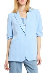 Cinq Sept Women's Outerwear Jacket/Blazer Short Sleeve Blazer, Blue Wisteria