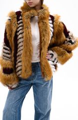 Azalea Wang Women's Outerwear Jacket/Blazer Coat AZALEA WANG Mixed Faux Fur Coat Burgundy Multi