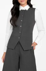 ゲス レディース アウター ベスト GUESS Isabeau ButtonUp Vest Grey Light グレーのサムネイル