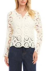 カレンケーン レディース アウター ジャケット・ブルゾン Karen Kane Open Stitch Jacket Cream クリーム