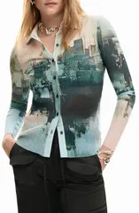 デジグアル レディース アウター パーカー・スウェット シャツ Desigual RibuttonUp Shirt Gray グレーのサムネイル