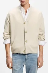 ボス メンズ アウター パーカー・スウェット ウール カーディガン BOSS Ucone Virgin Wool Cardigan Open White ホワイト