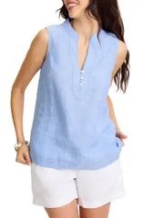 トッミーバハマ レディース トップス シャツ ベスト リネン Tommy Bahama Coastalina Linen Vest French Blue ブルー