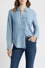 レイルズ レディース トップス シャツ フラワー柄 刺繍 フラワー Rails Ingrid Floral Embroidered Chambray ButtonUp Shirt Blue Blossのサムネイル